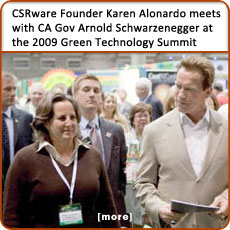 CA Gov Arnold Scharzenegger and CSRware founder Karen Alonardo